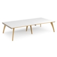 Fuze rectangular boardroom table 3200mm x 1600mm - white frame and white top with oak edging