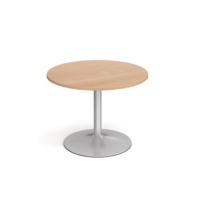 Genoa circular dining table with silver trumpet base 1000mm - beech