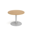 Genoa circular dining table with silver trumpet base 1000mm - oak