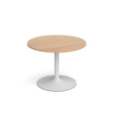 Genoa circular dining table with white trumpet base 1000mm - beech