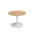 Genoa circular dining table with white trumpet base 1000mm - oak