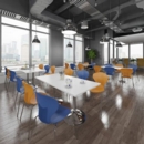 Genoa circular dining table with chrome trumpet base 1200mm - oak