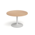 Genoa circular dining table with white trumpet base 1200mm - beech