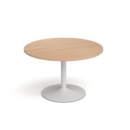 Genoa circular dining table with white trumpet base 1200mm - beech