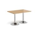 Genoa rectangular dining table with chrome trumpet base 1200mm x 800mm - oak