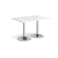 Genoa rectangular dining table with chrome trumpet base 1200mm x 800mm - white