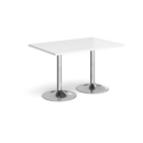 Genoa rectangular dining table with chrome trumpet base 1200mm x 800mm - white