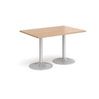 Genoa rectangular dining table with silver trumpet base 1200mm x 800mm - beech