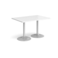 Genoa rectangular dining table with silver trumpet base 1200mm x 800mm - white