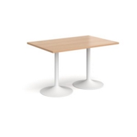 Genoa rectangular dining table with white trumpet base 1200mm x 800mm - beech