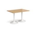 Genoa rectangular dining table with white trumpet base 1200mm x 800mm - oak
