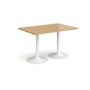 Genoa rectangular dining table with white trumpet base 1200mm x 800mm - oak