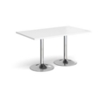 Genoa rectangular dining table with chrome trumpet base 1400mm x 800mm - white