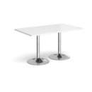 Genoa rectangular dining table with chrome trumpet base 1400mm x 800mm - white