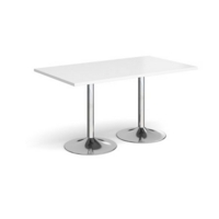 Genoa rectangular dining table with chrome trumpet base 1400mm x 800mm - white