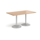 Genoa rectangular dining table with silver trumpet base 1400mm x 800mm - beech