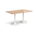 Genoa rectangular dining table with white trumpet base 1400mm x 800mm - beech