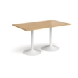 Genoa rectangular dining table with white trumpet base 1400mm x 800mm - oak