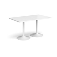 Genoa rectangular dining table with white trumpet base 1400mm x 800mm - white