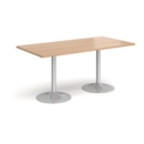 Genoa rectangular dining table with silver trumpet base 1600mm x 800mm - beech