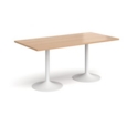 Genoa rectangular dining table with white trumpet base 1600mm x 800mm - beech