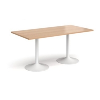 Genoa rectangular dining table with white trumpet base 1600mm x 800mm - beech