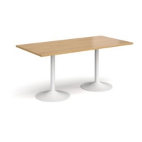 Genoa rectangular dining table with white trumpet base 1600mm x 800mm - oak