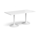 Genoa rectangular dining table with white trumpet base 1600mm x 800mm - white