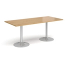 Genoa rectangular dining table with silver trumpet base 1800mm x 800mm - oak