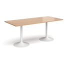 Genoa rectangular dining table with white trumpet base 1800mm x 800mm - beech