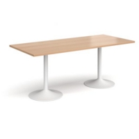 Genoa rectangular dining table with white trumpet base 1800mm x 800mm - beech