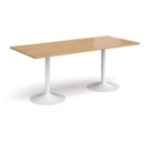Genoa rectangular dining table with white trumpet base 1800mm x 800mm - oak