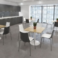 Genoa square dining table with white trumpet base 800mm - beech