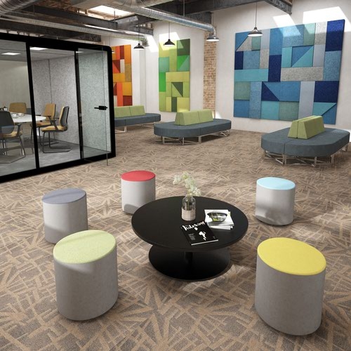 Groove modular breakout seating bubble - elapse grey body with endurance green top