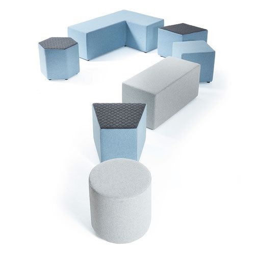 Groove modular breakout seating square - forecast grey body with range blue top