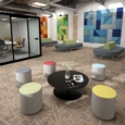 Groove modular breakout seating square - lifetime yellow body with forecast grey top