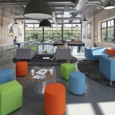 Groove modular breakout seating square - lifetime yellow body with forecast grey top