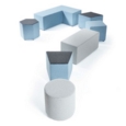 Groove modular breakout seating square - lifetime yellow body with forecast grey top