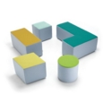 Groove modular breakout seating square - maturity blue body with extent red top
