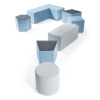 Groove modular breakout seating brick - forecast grey body with extent red top