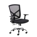 Hale black mesh back operator chair with black fabric seat and chrome base