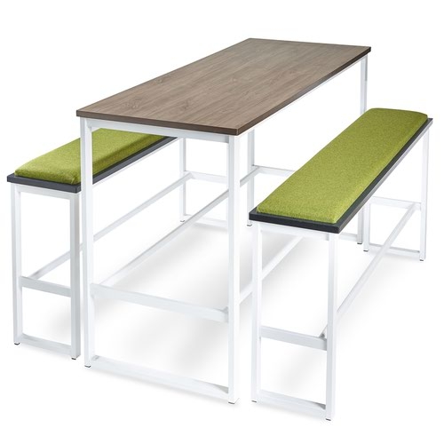Otto Poseur benching solution high bench 1650mm wide - black frame and barcelona walnut top
