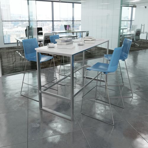 Otto Poseur benching solution high bench 1650mm wide - black frame and barcelona walnut top