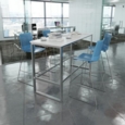 Harmony multi-purpose stool with chrome sled frame - blue