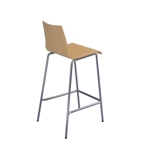 Fundamental dining stool in beech with chrome frame