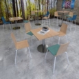 Fundamental dining stool in beech with chrome frame