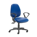 Jota high back operator chair with fixed arms - Ocean Blue vinyl