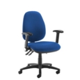 Jota high back operator chair with folding arms - blue