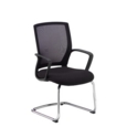 Jonas black mesh back visitors chair with black fabric seat and chrome cantilever frame