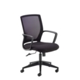 Jonas black mesh back operator chair with black fabric seat and black base